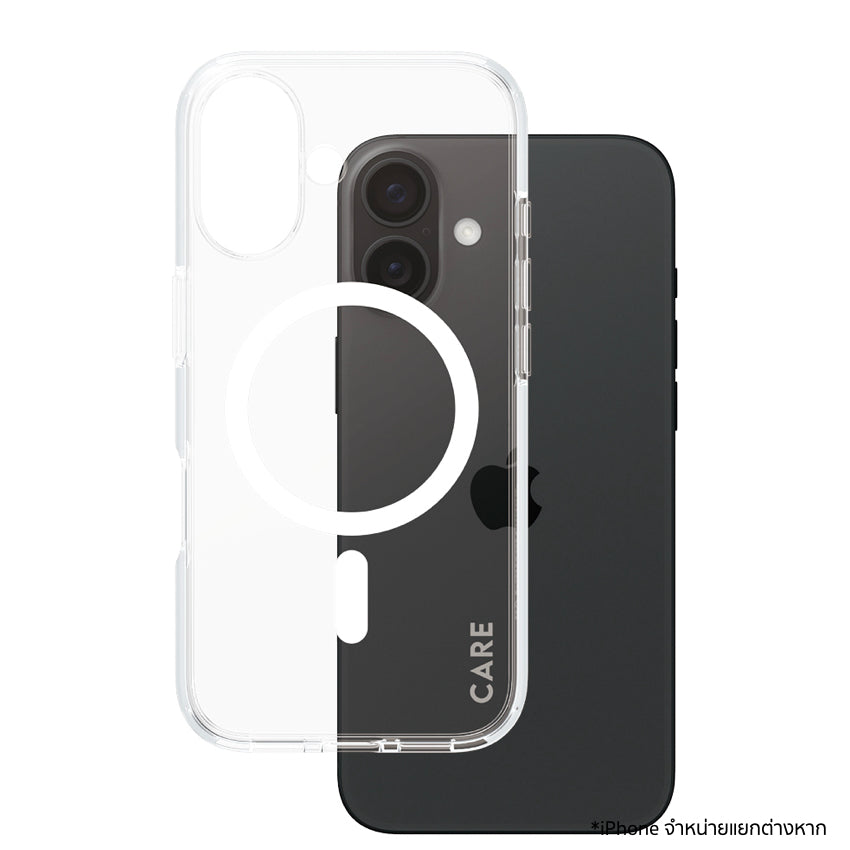 เคสไอโฟน Flagship รองรับ MagSafe สำหรับ iPhone 16 สี White ดีไซน์ใส จากแบรนด์ CARE by PanzerGlass
