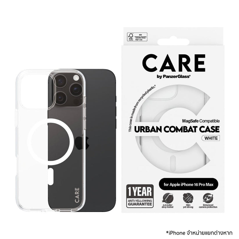 เคสไอโฟน Flagship รองรับ MagSafe สำหรับ iPhone 16 Pro Max สี White จากแบรนด์ CARE by PanzerGlass