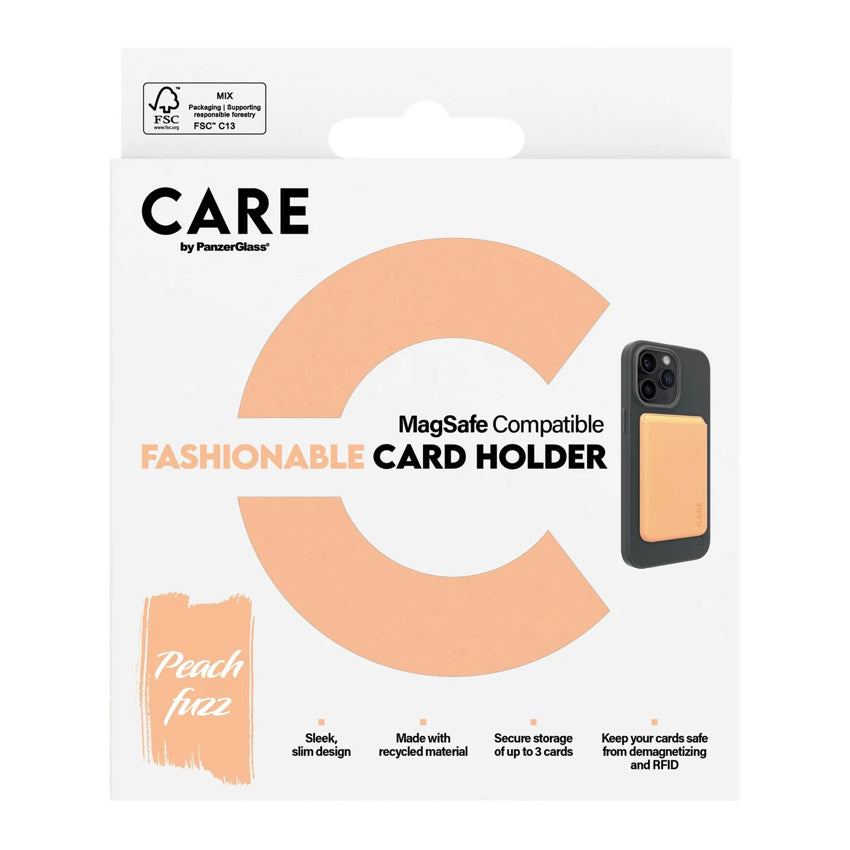 กระเป๋าใส่บัตร Fashionable Cardholder สำหรับ iPhone สี Peachy รองรับ MagSafe แบรนด์ CARE by PanzerGlass