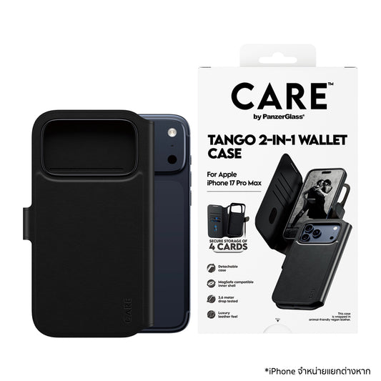 เคสไอโฟน Tango Two-in-One Wallet สำหรับ iPhone 17 Pro Max สี Black แบรนด์ CARE by PanzerGlass