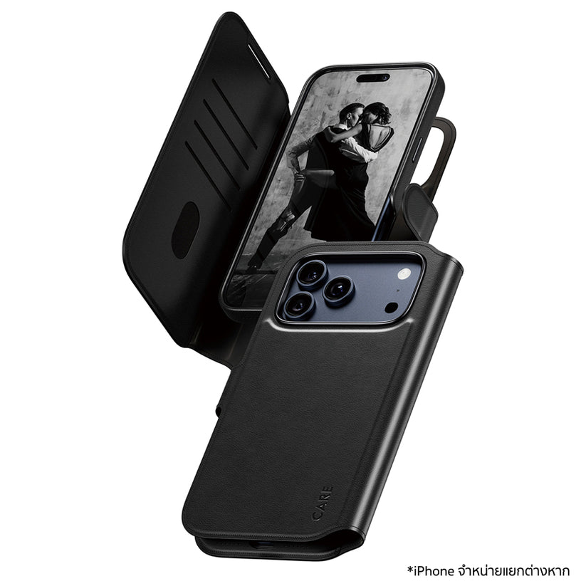 เคสไอโฟน Tango Two-in-One Wallet สำหรับ iPhone 17 Pro Max สี Black ใส่บัตร 4 ใบ แบรนด์ CARE by PanzerGlass