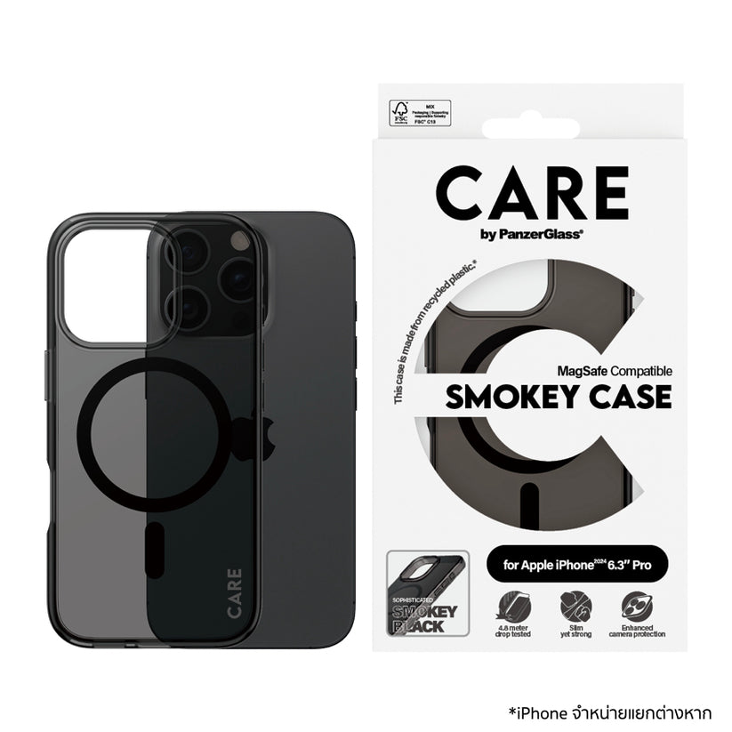 เคสไอโฟน Smokey Hard รองรับ MagSafe สำหรับ iPhone 16 Pro สี Black จากแบรนด์ CARE