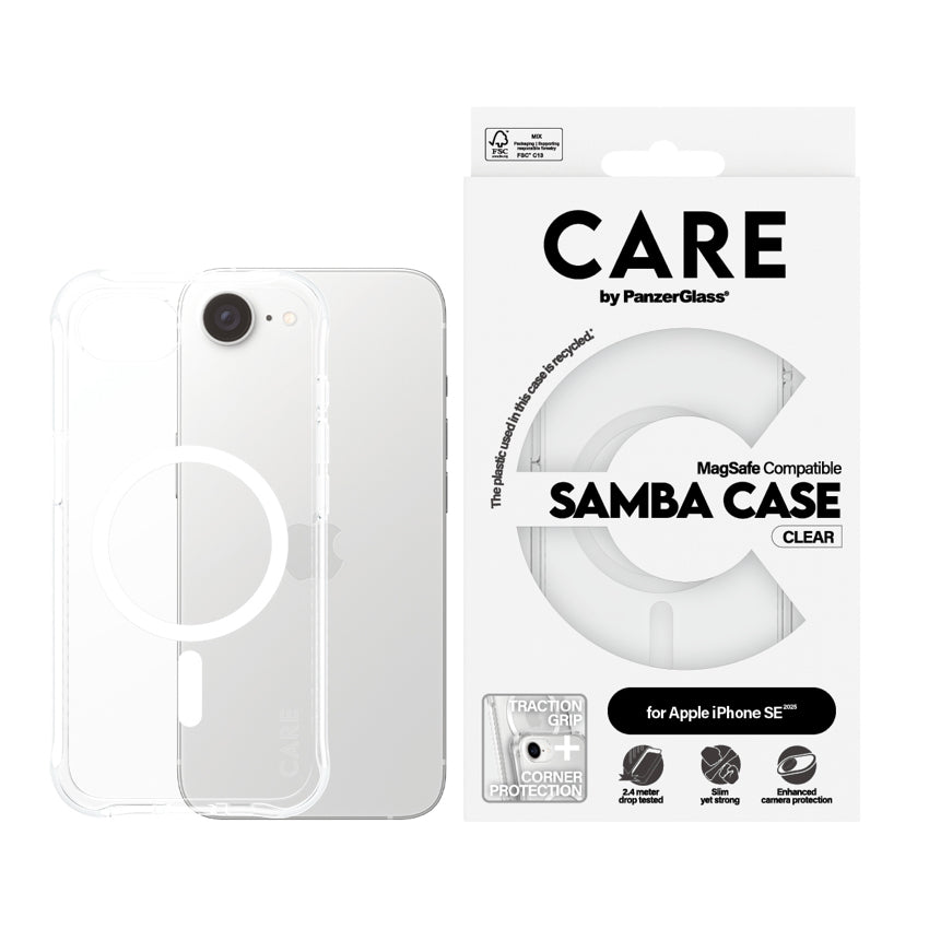 CARE by PanzerGlass Fashionable Samba Magsafe Case for iPhone 16e - Transparent