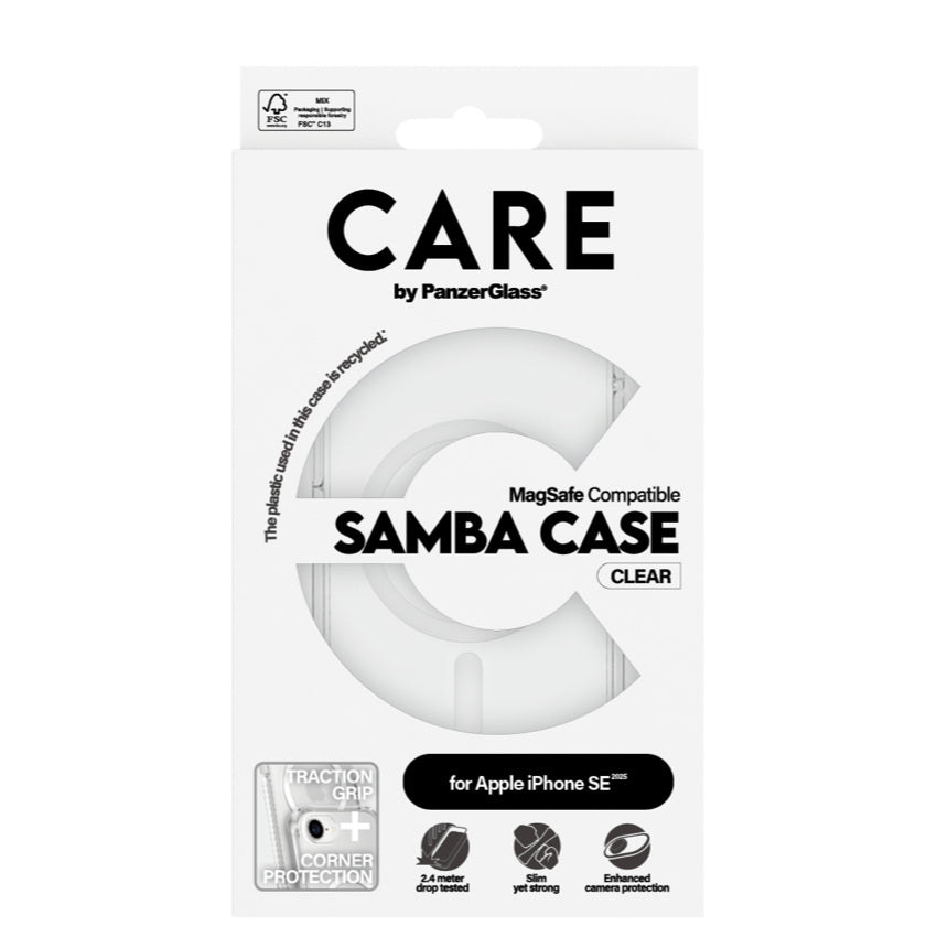 CARE by PanzerGlass Fashionable Samba Magsafe Case for iPhone 16e - Transparent