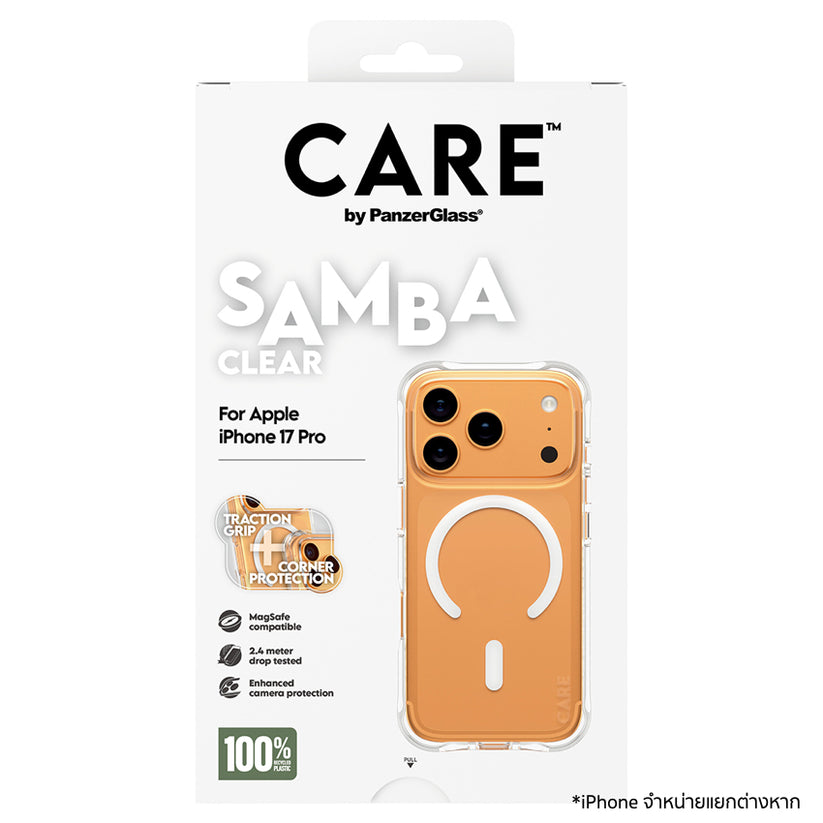 เคสไอโฟน Samba รองรับ MagSafe สำหรับ iPhone 17 Pro สี Transparent กันกระแทก 2.4 เมตร แบรนด์ CARE by PanzerGlass