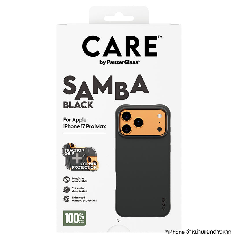 เคสไอโฟน Samba รองรับ MagSafe สำหรับ iPhone 17 Pro Max สี Black กันกระแทก 2.4 เมตร เแบรนด์ CARE by PanzerGlass