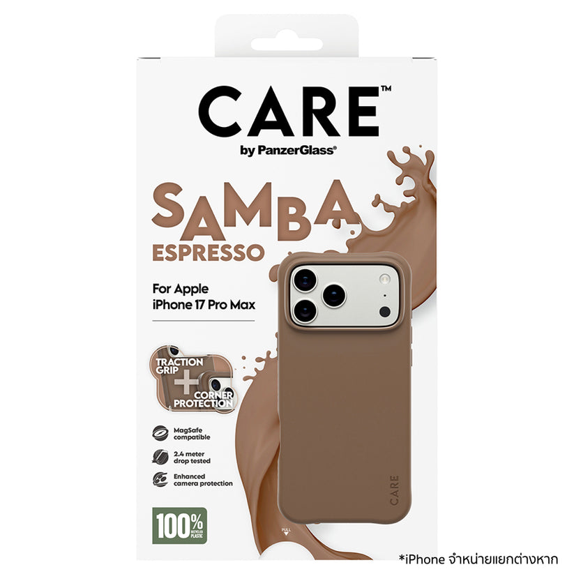 เคสไอโฟน Samba รองรับ MagSafe สำหรับ iPhone 17 Pro Max สี Espresso กันกระแทก 2.4 เมตร แบรนด์ CARE by PanzerGlass
