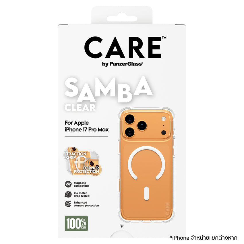 เคสไอโฟน Samba รองรับ MagSafe สำหรับ iPhone 17 Pro Max สี Transparent กันกระแทก 2.4 เมตร แบรนด์ CARE by PanzerGlass
