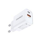 Choetech Dual USB-A and USB-C ports PD 30W TH Plug -White