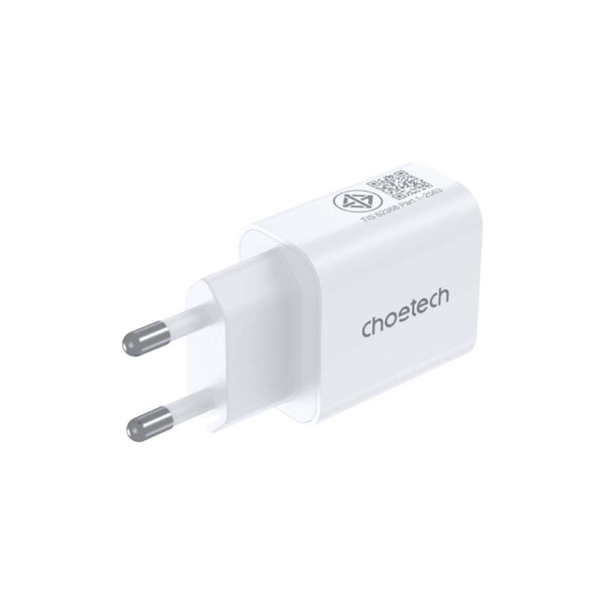 Choetech Dual USB-A and USB-C ports PD 30W TH Plug -White