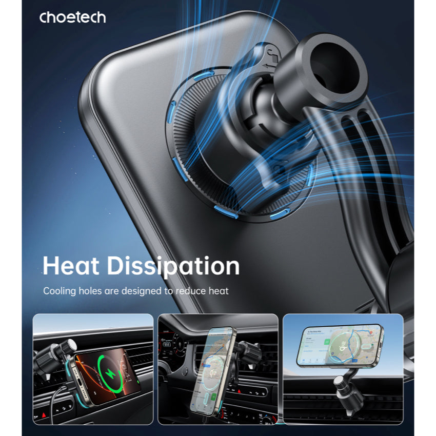 Choetech Qi2 Magnetic Car Wireless Fast Charging 15W- Black