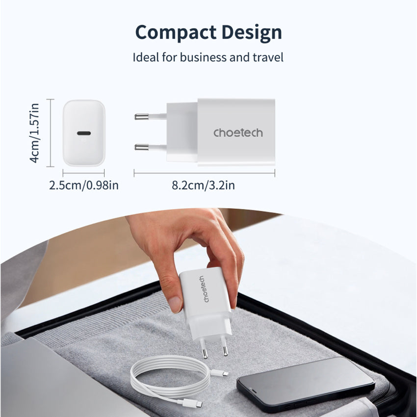 หัวชาร์จ Choetech USB-C Charge 30W (ปลั๊ก TH) สี White