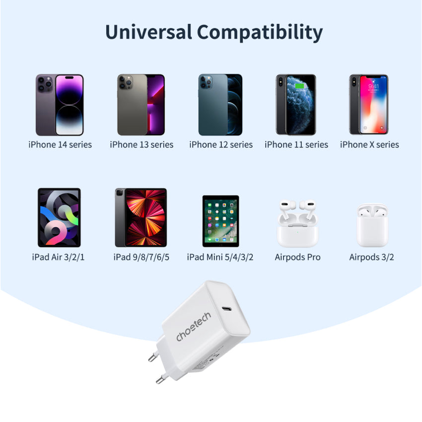 หัวชาร์จ Choetech USB-C Charge 30W (ปลั๊ก TH) สี White