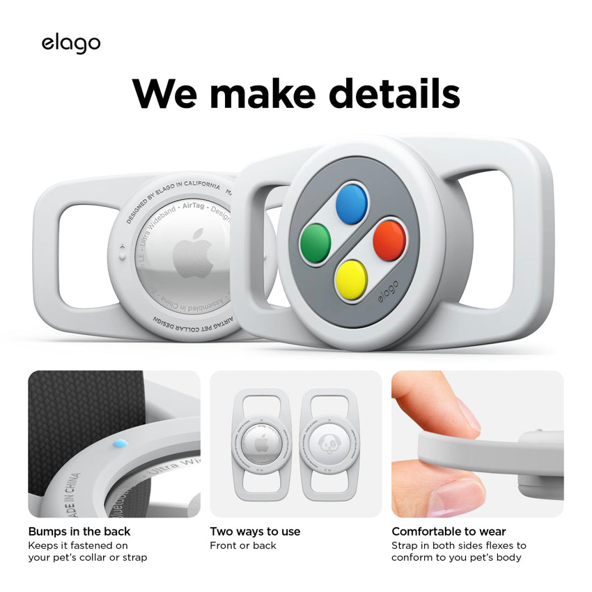 Airtag Case Elago W5 Pet Collar - Light Grey