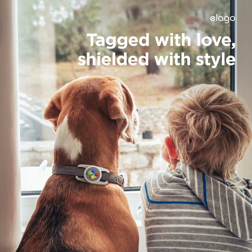 Airtag Case Elago W5 Pet Collar - Light Grey