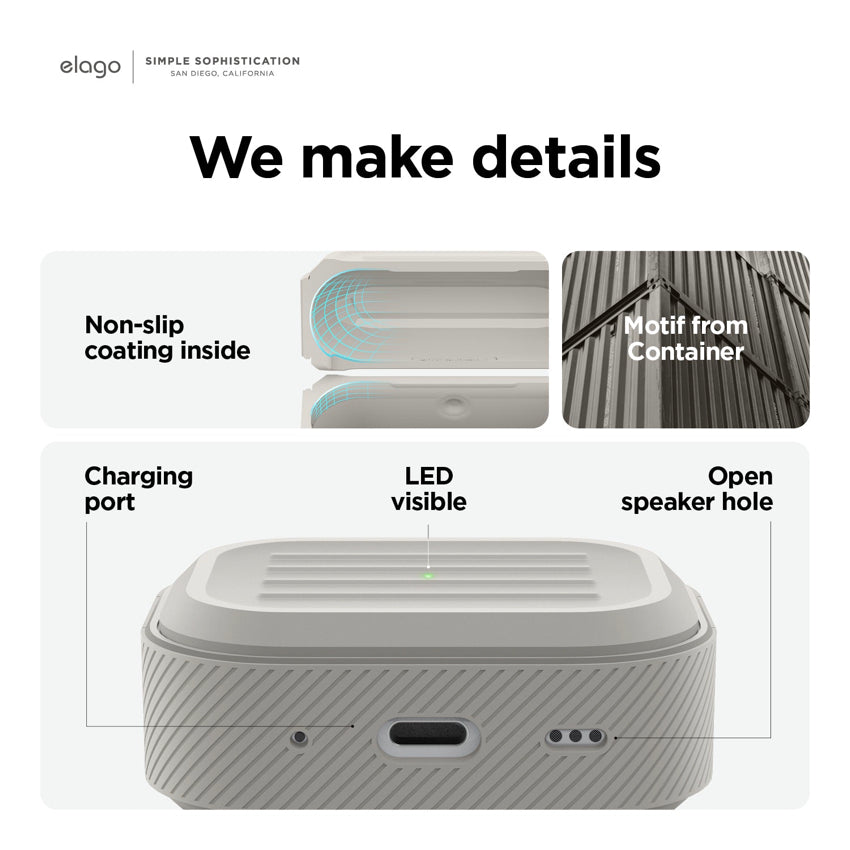 เคส AirPods Pro (รุ่นที่ 2) Elago Armor พร้อมสายคล้องข้อมือ สี Black