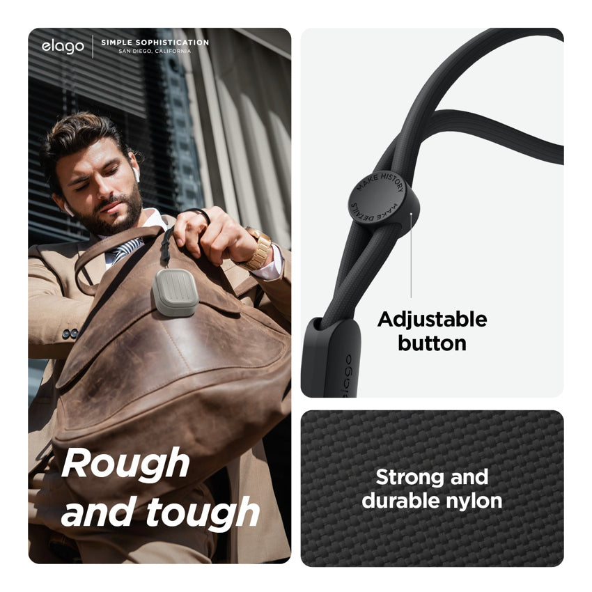 เคส AirPods Pro (รุ่นที่ 2) Elago Armor พร้อมสายคล้องข้อมือ สี Black