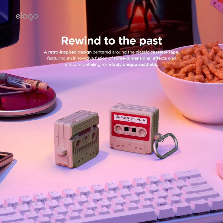 AirPods 4 Case Elago Cassette Tape - White/Red