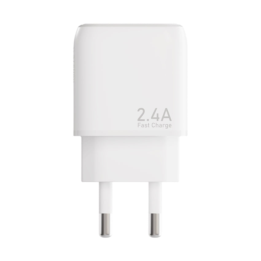 หัวชาร์จ USB 2.4A 12W ขนาดกะทัดรัด ใช้ชิปอัจฉริยะ ชาร์จเร็ว ปลอดภัย พกพาสะดวก ใช้ได้ทุกที่ ทั้งบ้านและที่ทำงาน