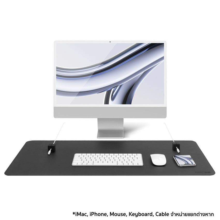 Function 101 Desk Mat Pro Black + 2 Black Cable Blocks