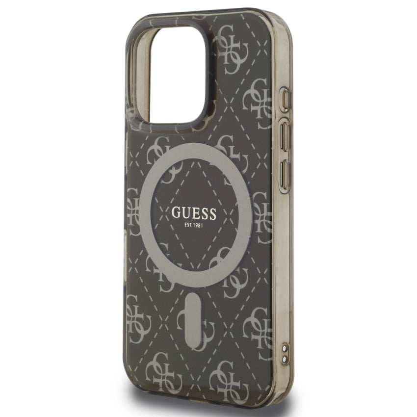 เคสไอโฟน 4G Tone รองรับ MagSafe สำหรับ iPhone 16 Pro Max สี Brown ดีไซน์หรูหรา จากแบรนด์ GUESS