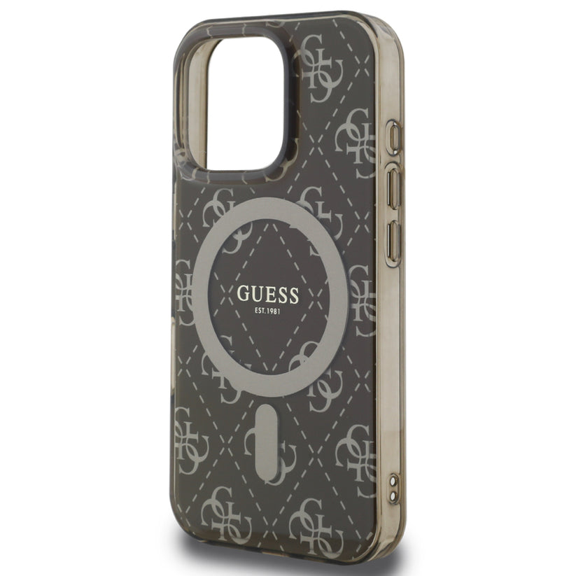 เคสไอโฟน 4G Tone รองรับ MagSafe สำหรับ iPhone 16 Pro Max สี Brown ดีไซน์หรูหรา จากแบรนด์ GUESS