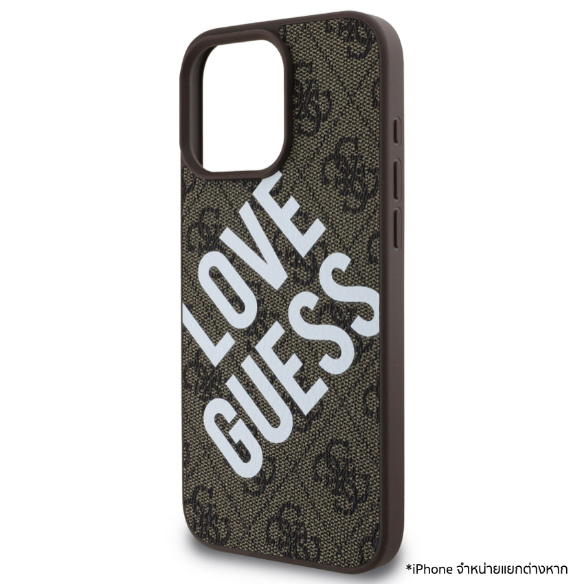 เคสไอโฟน Love Guess สำหรับ iPhone 16 Pro Max สี Brown ดีไซน์หรูหรา สวยงาม แบรนด์ GUESS