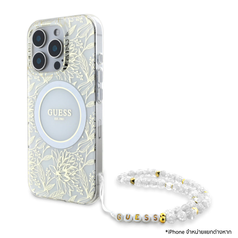 เคสไอโฟน Flower Allover สำหรับ iPhone 16 Pro Max สี White ป้องกันรอยขีดข่วน จากแบรนด์ GUESS