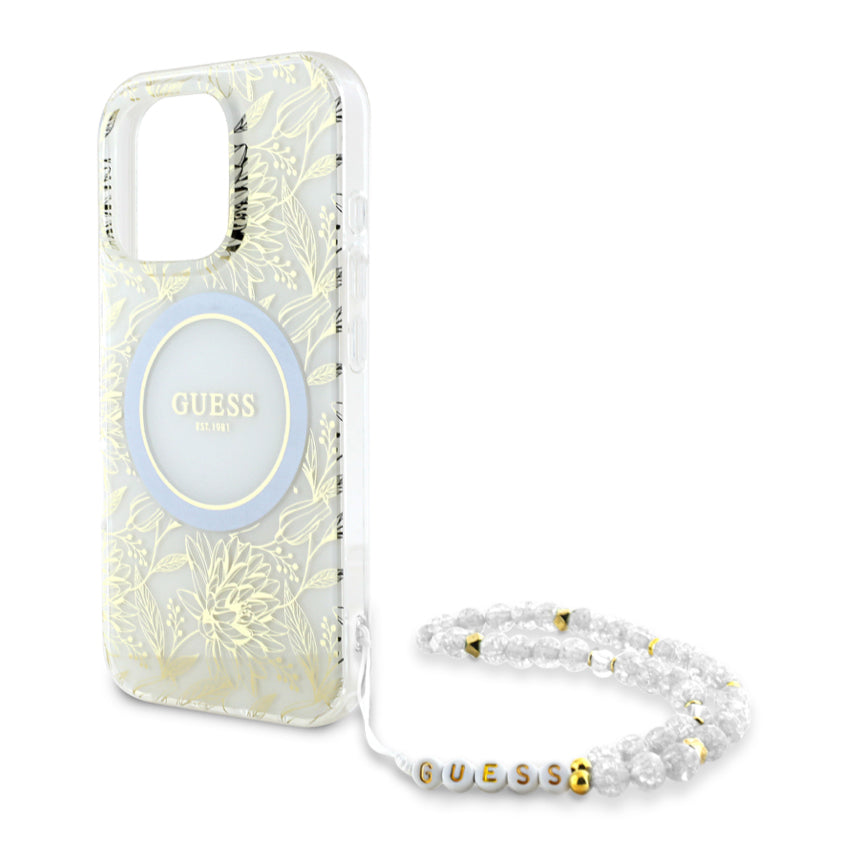 เคสไอโฟน Flower Allover สำหรับ iPhone 16 Pro Max สี White ดีไซน์หรูหรา จากแบรนด์ GUESS