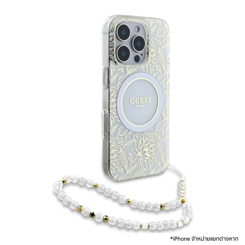 เคสไอโฟน Flower Allover สำหรับ iPhone 16 Pro สี White ป้องกันกระแทก จากแบรนด์ GUESS