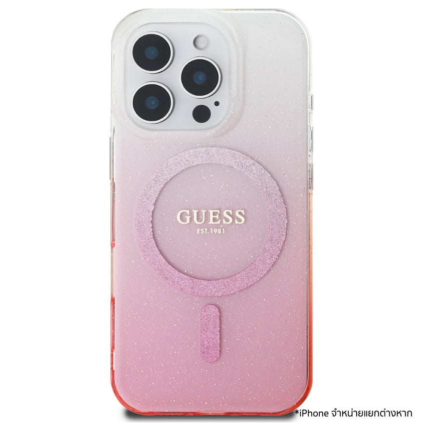 เคสไอโฟน Glitter Gradient รองรับ MagSafe สำหรับ iPhone 16 Pro Max สี Pink จากแบรนด์ GUESS