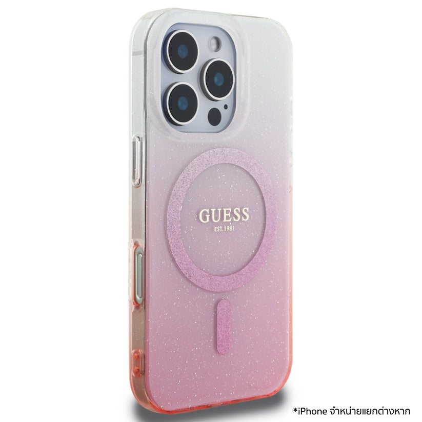 เคสไอโฟน Glitter Gradient รองรับ MagSafe สำหรับ iPhone 16 Pro Max สี Pink ป้องกันกระแทก จากแบรนด์ GUESS