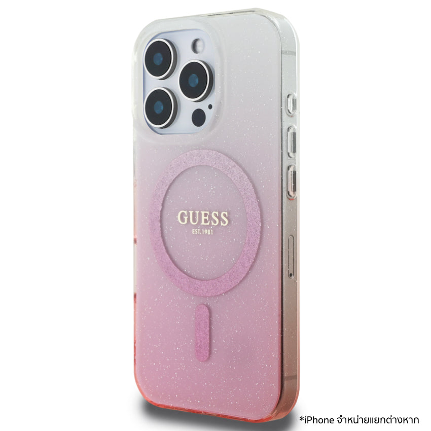 เคสไอโฟน Glitter Gradient รองรับ MagSafe สำหรับ iPhone 16 Pro Max สี Pink ป้องกันรอยขีดข่วน จากแบรนด์ GUESS