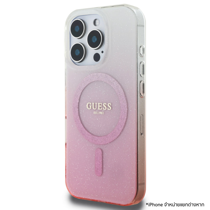 เคสไอโฟน Glitter Gradient รองรับ MagSafe สำหรับ iPhone 16 Pro Max สี Pink ป้องกันรอยขีดข่วน จากแบรนด์ GUESS
