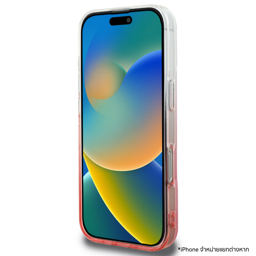 เคสไอโฟน Glitter Gradient รองรับ MagSafe สำหรับ iPhone 16 Pro Max สี Pink ขอบยกสูงขึ้น จากแบรนด์ GUESS