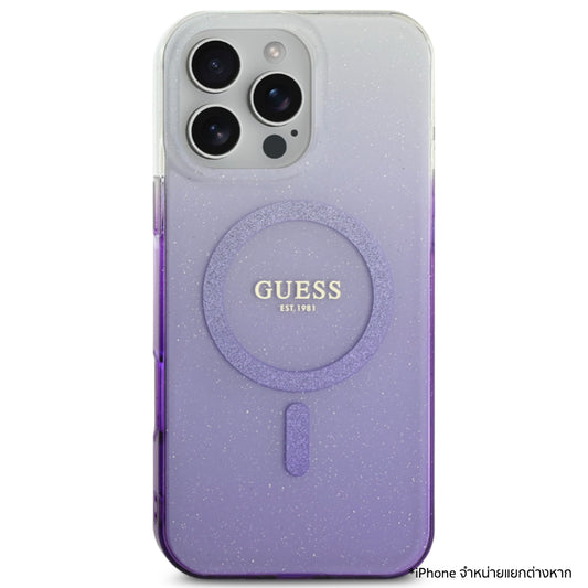 เคสไอโฟน Glitter Gradient รองรับ MagSafe สำหรับ iPhone 16 Pro Max สี Purple จากแบรนด์ GUESS