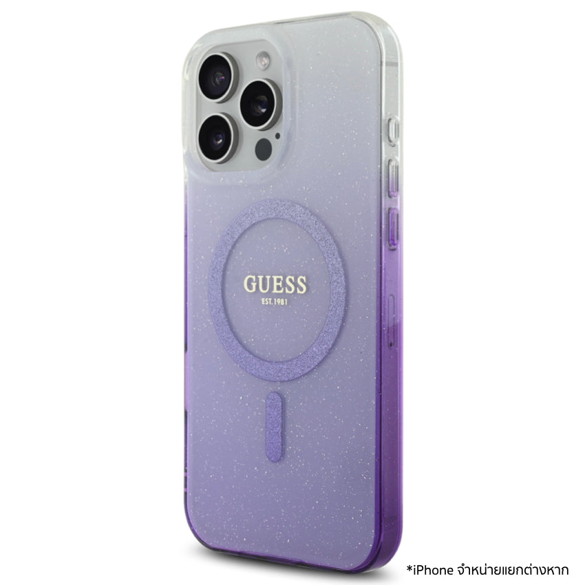 เคสไอโฟน Glitter Gradient รองรับ MagSafe สำหรับ iPhone 16 Pro Max สี Purple ป้องกันรอยขีดข่วน จากแบรนด์ GUESS