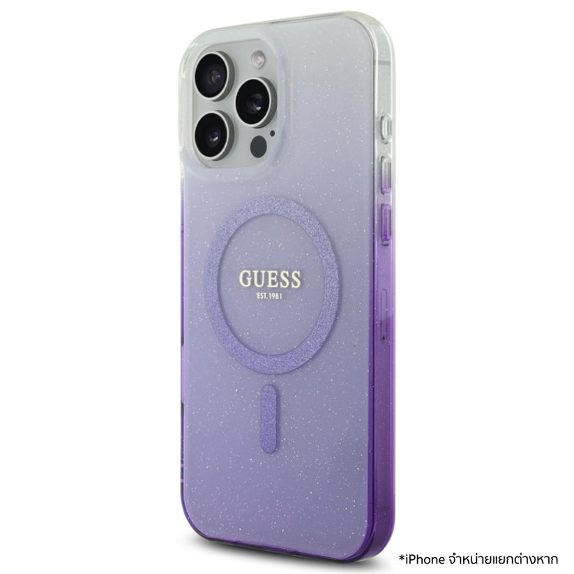 เคสไอโฟน Glitter Gradient รองรับ MagSafe สำหรับ iPhone 16 Pro Max สี Purple ป้องกันรอยขีดข่วน จากแบรนด์ GUESS