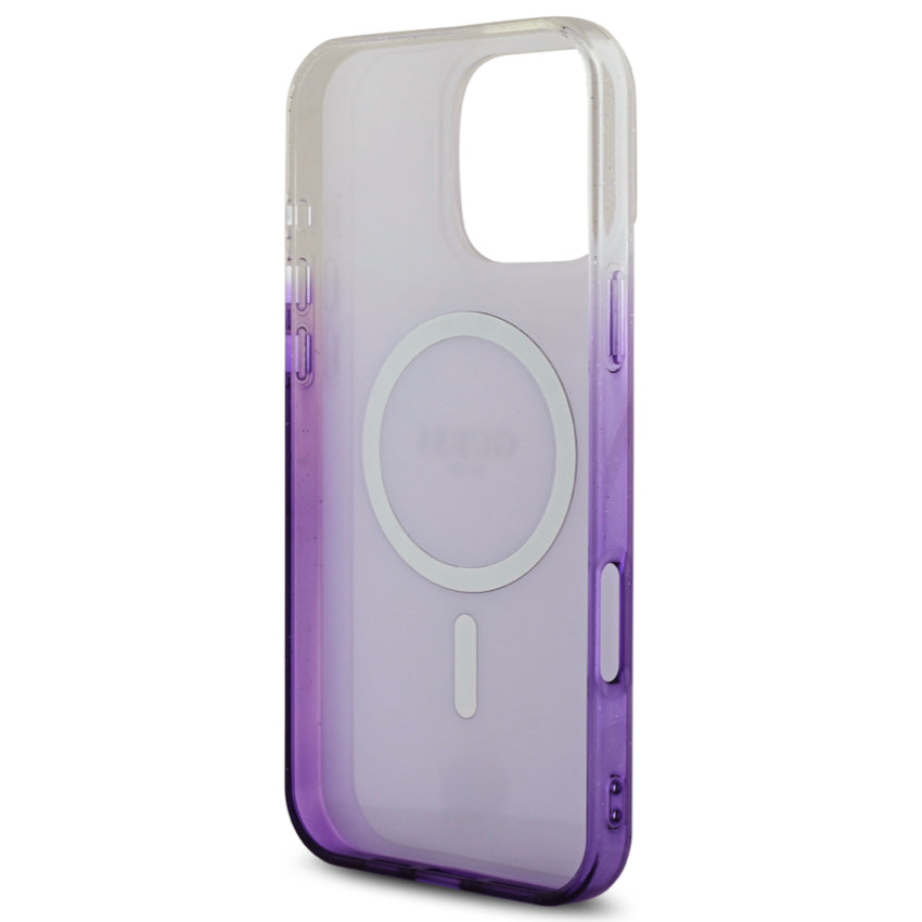 เคสไอโฟน Glitter Gradient รองรับ MagSafe สำหรับ iPhone 16 Pro Max สี Purple หรูหรา จากแบรนด์ GUESS