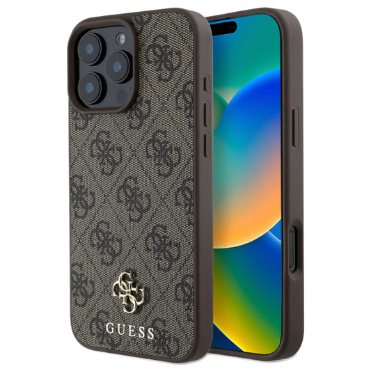 GUESS PU 4G Small 4G HC MagSafe Case  for iPhone 16 Pro Max - Brown