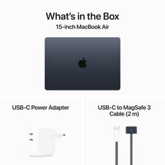 15-inch MacBook Air: Apple M3 chip with 8‑core CPU and 10‑core GPU, 256GB SSD - Midnight