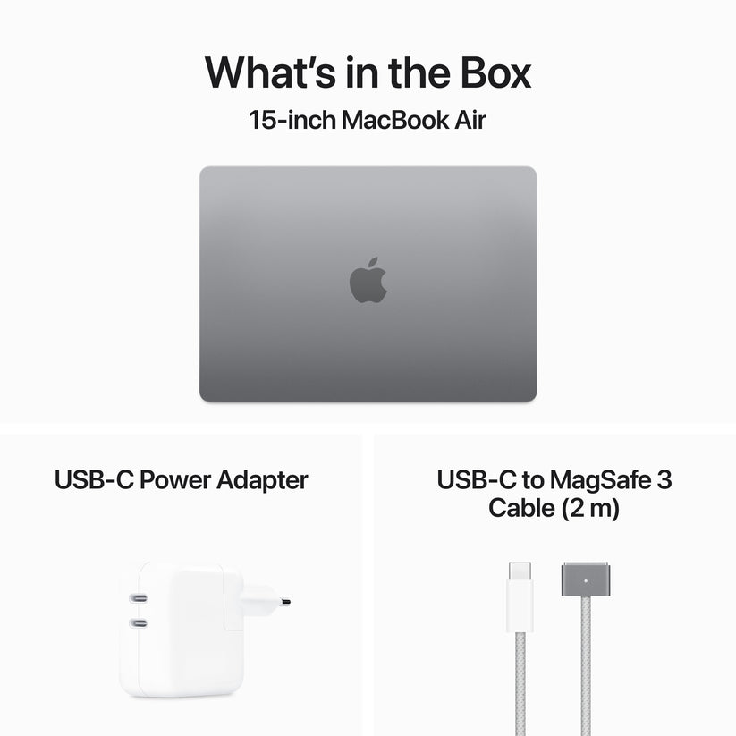 15-inch MacBook Air: Apple M3 chip with 8‑core CPU and 10‑core GPU, 256GB SSD - Space Gray