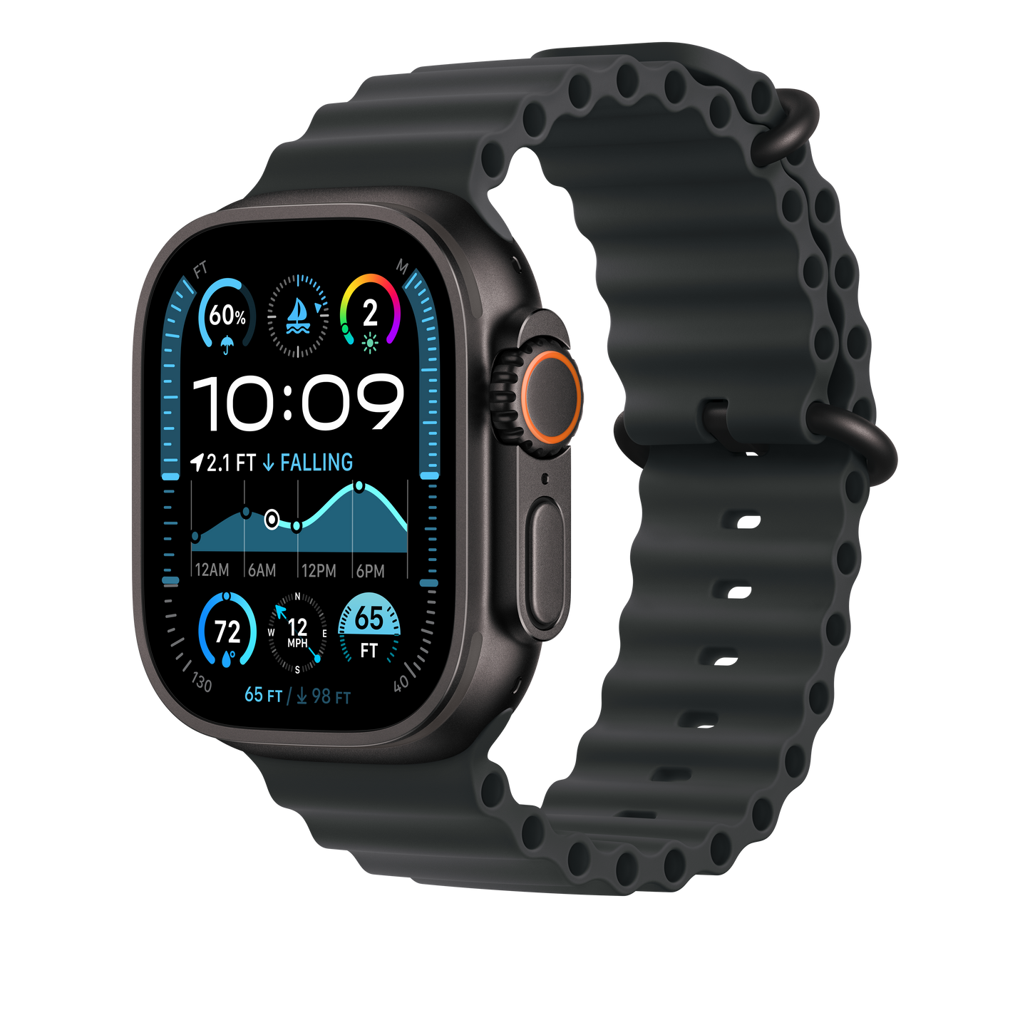 Apple Ocean Band 49mm Extension - BlackTitaniumFinish/Black