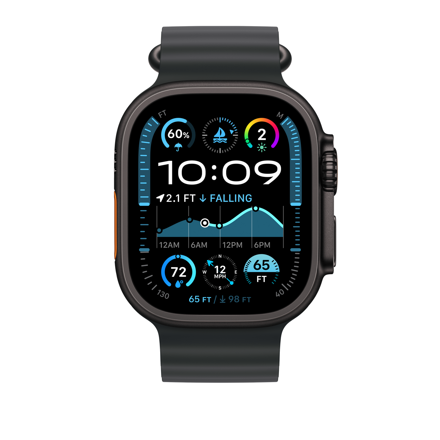 Apple Ocean Band 49mm Extension - BlackTitaniumFinish/Black