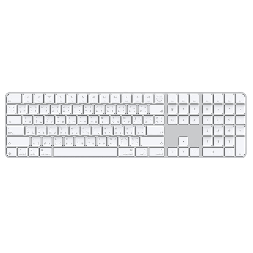 Magic Keyboard พร้อม Touch ID สำหรับ Mac ที่ใช้ชิป Apple silicon รุ่นภาษาไทย ปุ่มสีขาว ดีไซน์บาง เบา ใช้งานสะดวก ปลอดภัยทุกการปลดล็อก
