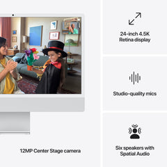 24-inch iMac with Retina 4.5K display: Apple M4 chip with 8-core CPU and 8‑core GPU, 256GB SSD - Silver