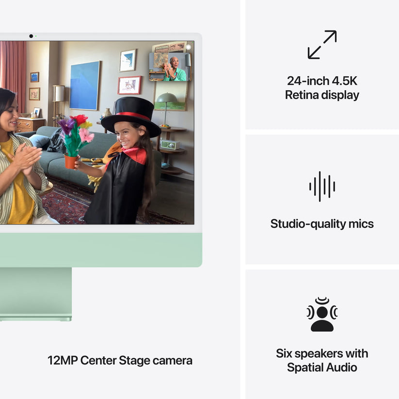 24-inch iMac with Retina 4.5K display: Apple M4 chip with 10-core CPU and 10-core GPU, 256GB SSD - Green