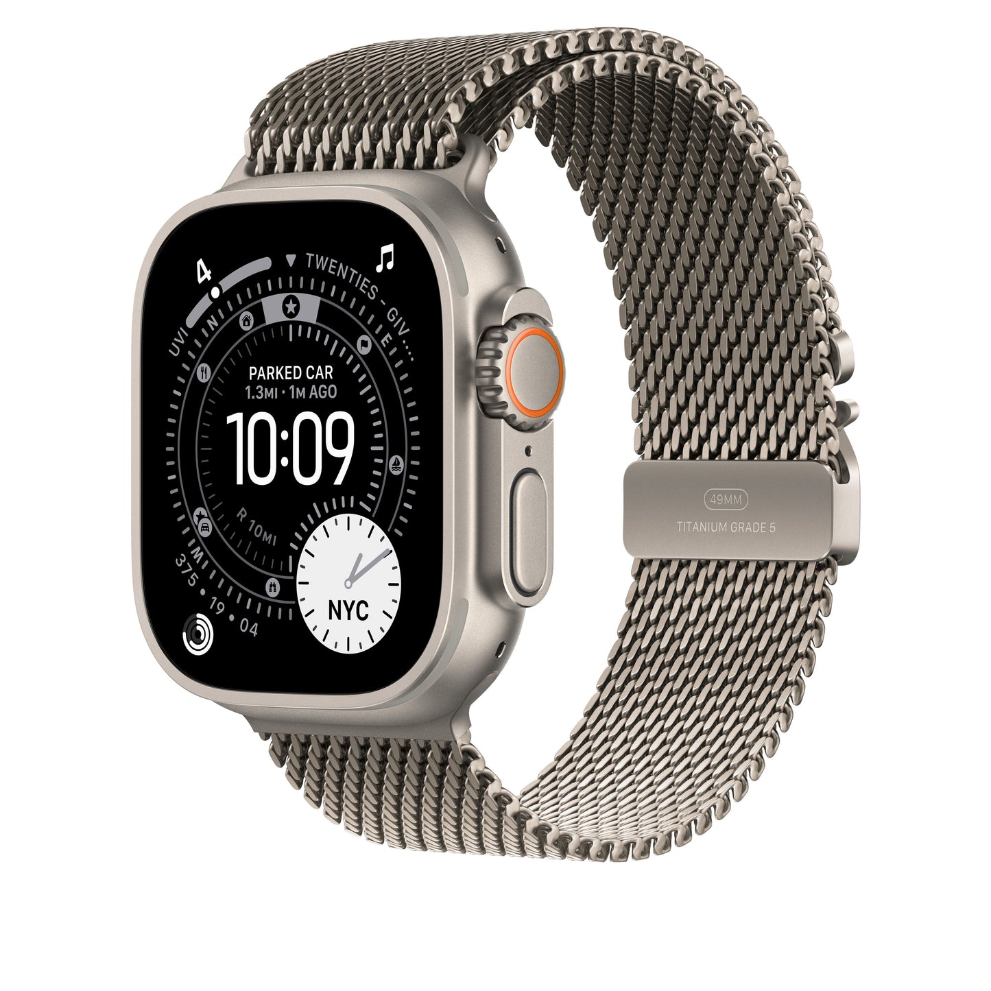 49mm Natural Titanium Milanese Loop - Medium