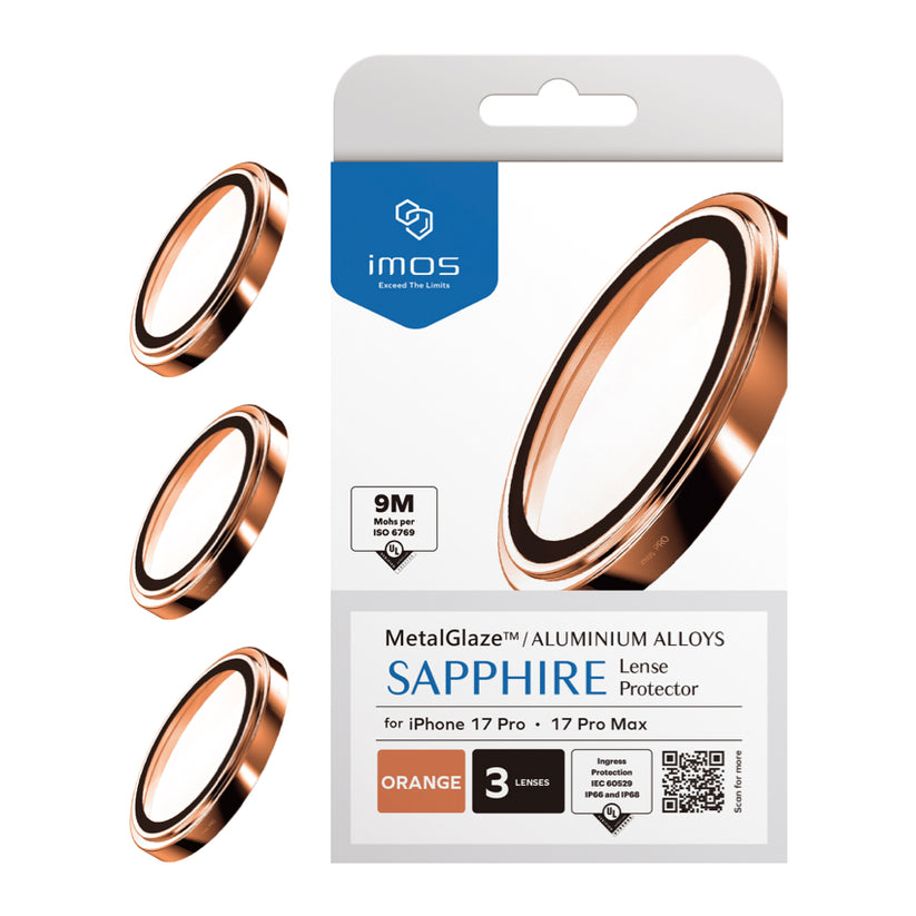 ฟิล์มกระจกป้องกันเลนส์ Sapphire Aluminum สำหรับ iPhone 17 Pro/17 Pro Max สี MetalGlaze Orange แบรนด์ IMOS