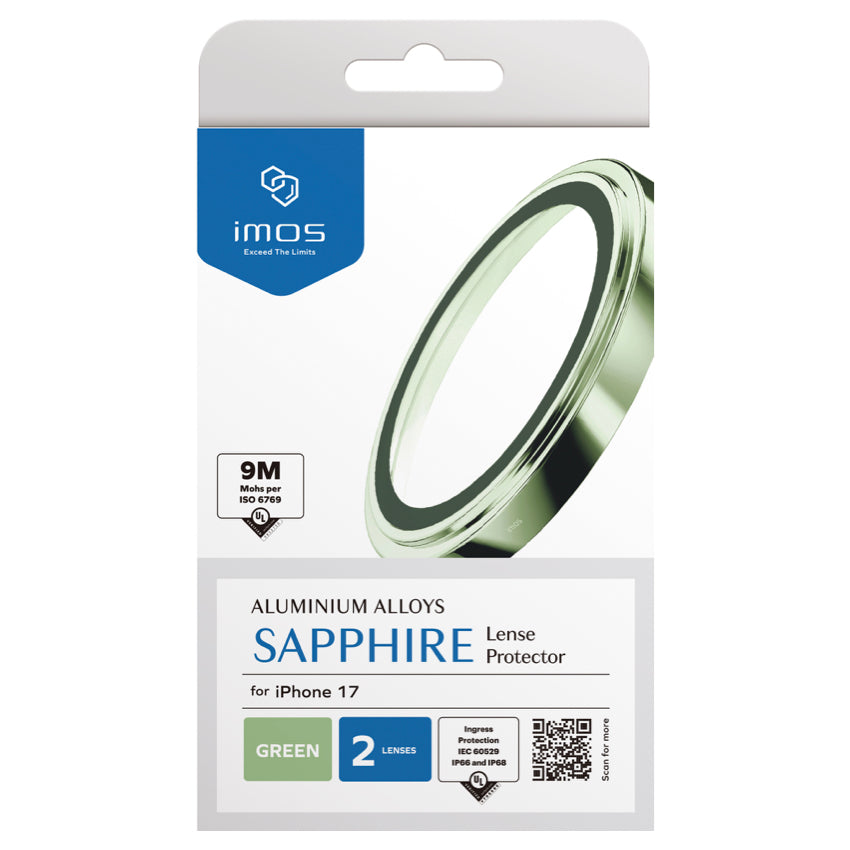 ฟิล์มกระจกป้องกันเลนส์ Sapphire Aluminum สำหรับ iPhone 17 สี Green กันกระแทก แบรนด์ IMOS